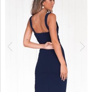 Fitted Midi Dress (Navy)